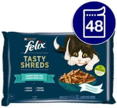 Felix Tasty Shreds izbor s lososom i tunom u soku, 48 x 80 g
