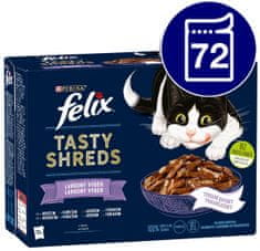 Felix Tasty hrana za mačke Tasty Shreds s govedinom, piletinom, lososom i tunom u soku, 72 x 80 g