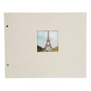 Album Photo Bella Vista à Pages Extensibles - Format 30x25 Cm, 40 Pages Blanches, Intercalaires Cristal, Couverture Lin (Gris Sable)