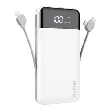 DUDAO K1Pro Power Bank 20000mAh 2x USB + kabel Lightning / USB-C / Micro USB, bijela