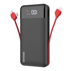 DUDAO K1Pro Power Bank 20000mAh 2x USB + kabel Lightning / USB-C / Micro USB, crno