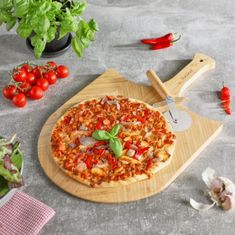 VonShef drvena lopatica za pizzu s rezačem