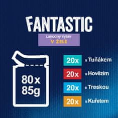 Felix hrana za mačke Fantasticz govedina, piletina, tuna, bakalar u želeu, 80 x 85 g