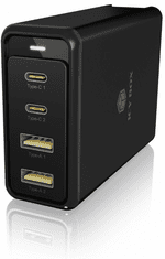 IcyBox USB punjač, 4 ulaza, 100 W, Power Delivery 3.0, GaN podrška, crni (IB-PS104-PD)