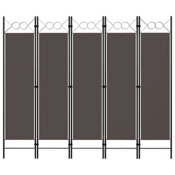 Vidaxl Sobna pregrada s 5 panela antracit 200 x 180 cm