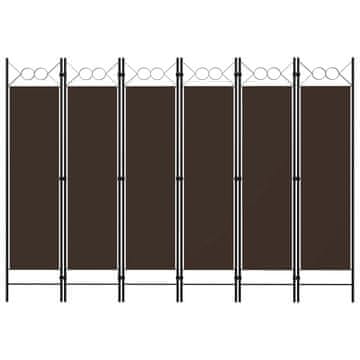 Vidaxl Sobna pregrada sa 6 panela smeđa 240 x 180 cm