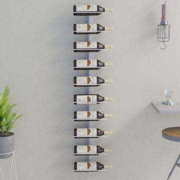 Vidaxl Zidni stalak za vino za 10 boca, bijeli metal