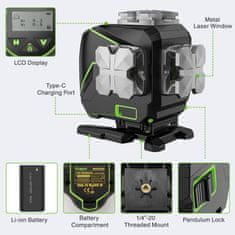 Huepar PRO12 line konstrukcija laserska razina Bluetooth + daljinski upravljač S03DG