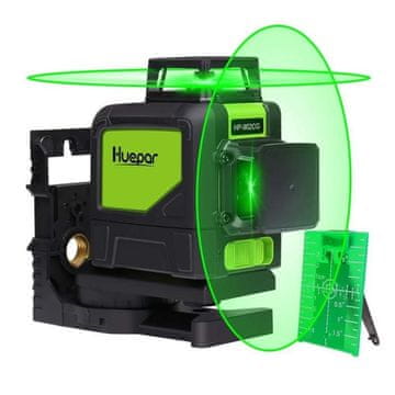 Huepar 2 x 360 stupnjeva zelena rotirajuća laserska libela s 8 linija