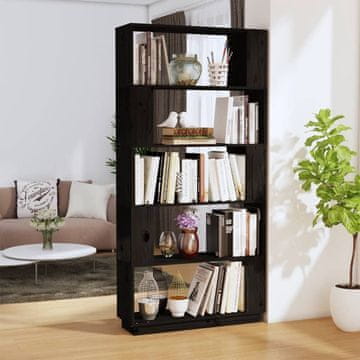 Vidaxl Polica za knjige/Pregrada Crna 80x25x163,5 cm Bor