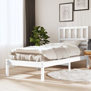 Vidaxl Okvir kreveta bez madraca bijeli 75x190 cm masivni borov drvo