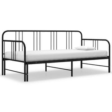 Vidaxl Sofa s izvlačnim okvirom za krevet crna metalna 90x200 cm