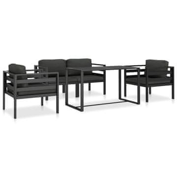 Vidaxl 5-dijelni set vrtnih sofa s jastucima aluminijski antracit