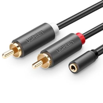 Ugreen Audio kabel 3,5 mm mini jack ženski - 2RCA muški 25 cm sivi