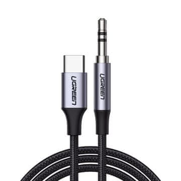 Ugreen Stereo audio kabel AUX 3,5 mm mini priključak - USB-C za telefon i tablet 1 m crne boje