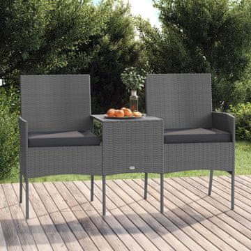 Vidaxl Vrtna sofa za 2 osobe sa stolom, poliratan, antracit