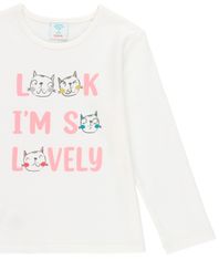 Boboli pamučna pidžama za djevojčice - mačka 925095, bijela, 152