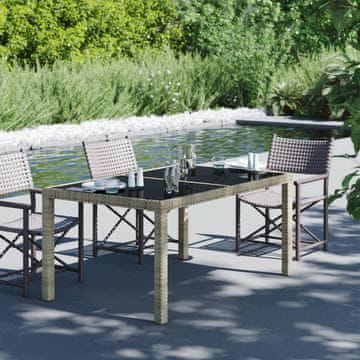 Vidaxl Vrtni stol 150x90x75 cm Staklo i PE ratan bež boje
