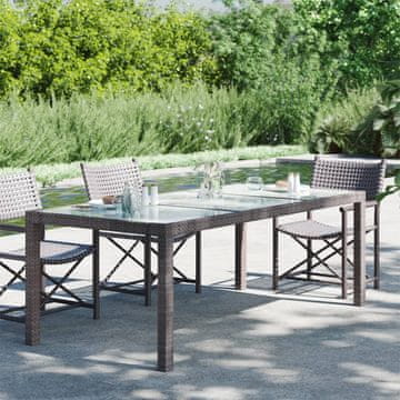 Vidaxl Vrtni stol smeđi 190x90x75 cm staklo i PE ratan