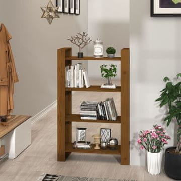 Vidaxl Polica/Pregrada Medeno smeđa 80x35x125 Masivno borovo drvo