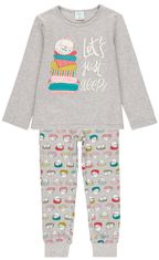 Boboli pamučna pidžama za djevojčice - mačka koja spava 925107, siva, 92