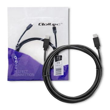 Qoltec Kabel Qoltec USB 3.1 Tip C muški | USB 3.1 Tip C muški | 2m | Crni