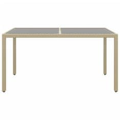 Vidaxl 7-dijelni vrtni blagovaonski set poliratan i kaljeno staklo bež