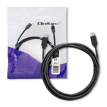 Qoltec Qoltec kabel USB 2.0 tip C muški | USB 2.0 tip C muški | 3m | crni