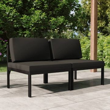 Vidaxl Vrtna sofa za 2 osobe s jastucima, aluminij, antracit