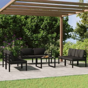 Vidaxl Vrtni namještaj od 7 dijelova s jastucima, aluminij, antracit