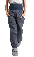 Unuo Softshell hlače za dječake s flisom - ZOO na izletu, siva, 98/104