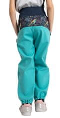 Unuo Softshell hlače za djevojčice s flisom - Ptica, plava, 98/104