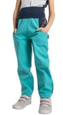 Unuo Softshell hlače za djevojčice s flisom - Ptica, plava, 128/134