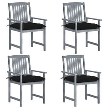 Vidaxl Vrtne stolice s jastucima 4 kom sive od masivnog drva bagrema