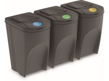 Prosperplast Prosperplast Sortibox set kanti za sortiranje otpada 3x35 L, siva