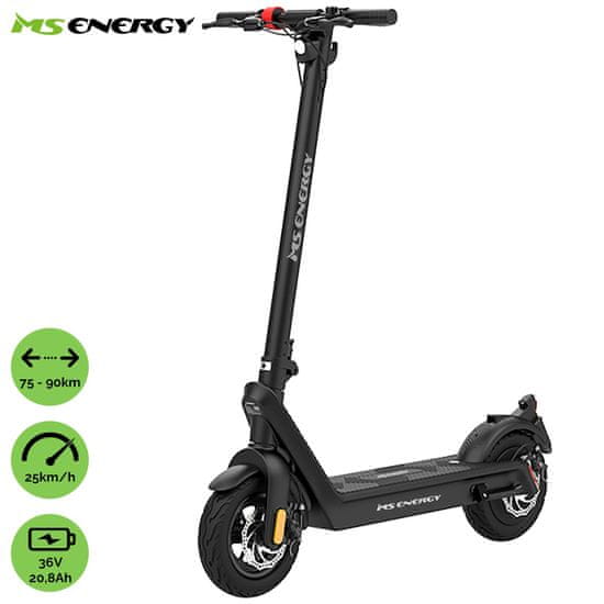 MS ENERGY e21 električni romobil, 500 W, do 90 km, LED, sklopivi, LCD ekran, crni