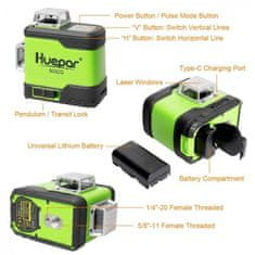 Huepar PRO 12 line laser 360 sa dvije baterije od 2600 mAh