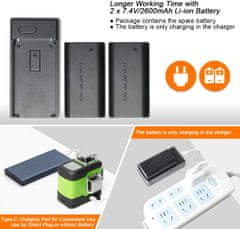 Huepar PRO 12 line laser 360 sa dvije baterije od 2600 mAh
