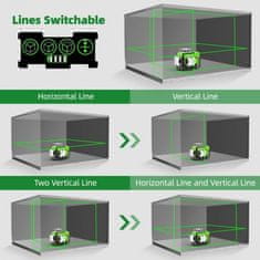 Huepar 10,8V univerzalna PRO 12 redova zelena laserska nivelira bluetooth