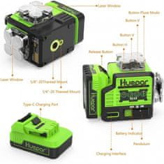 Huepar 10,8V univerzalna PRO 12 redova zelena laserska nivelira bluetooth