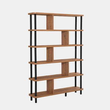 Woody Fashion Polica za knjige, Crno Atlantski bor, Meta - Black