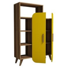 Woody Fashion Polica za knjige, Form - Walnut, Yellow