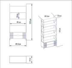 Woody Fashion Polica za knjige, Frida 90 Cm - White