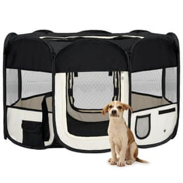Vidaxl Sklopivi kavez za pse s torbom za nošenje crni 125x125x61 cm