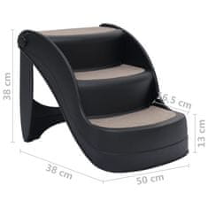 Vidaxl 3 sklopive stepenice za pse crne