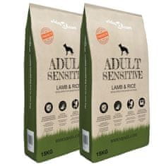 Vidaxl Premium suha hrana za pse Adult Sensitive Lamb & Rice 2 kom 30 kg