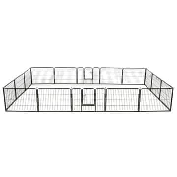 Vidaxl Kavez za pse 16 panela čelik 60 x 80 cm crni