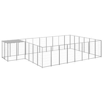 Vidaxl Kavez za pse srebrni 15,73 m² čelični