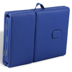 Vidaxl Plavi sklopivi stol za masažu s 4 zone i drvenim okvirom