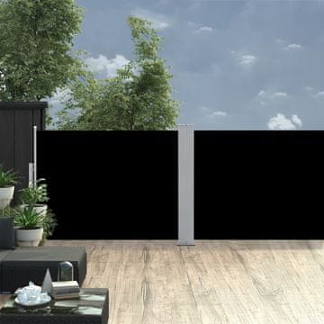Vidaxl Uvlačna bočna tenda crna 120 x 1000 cm